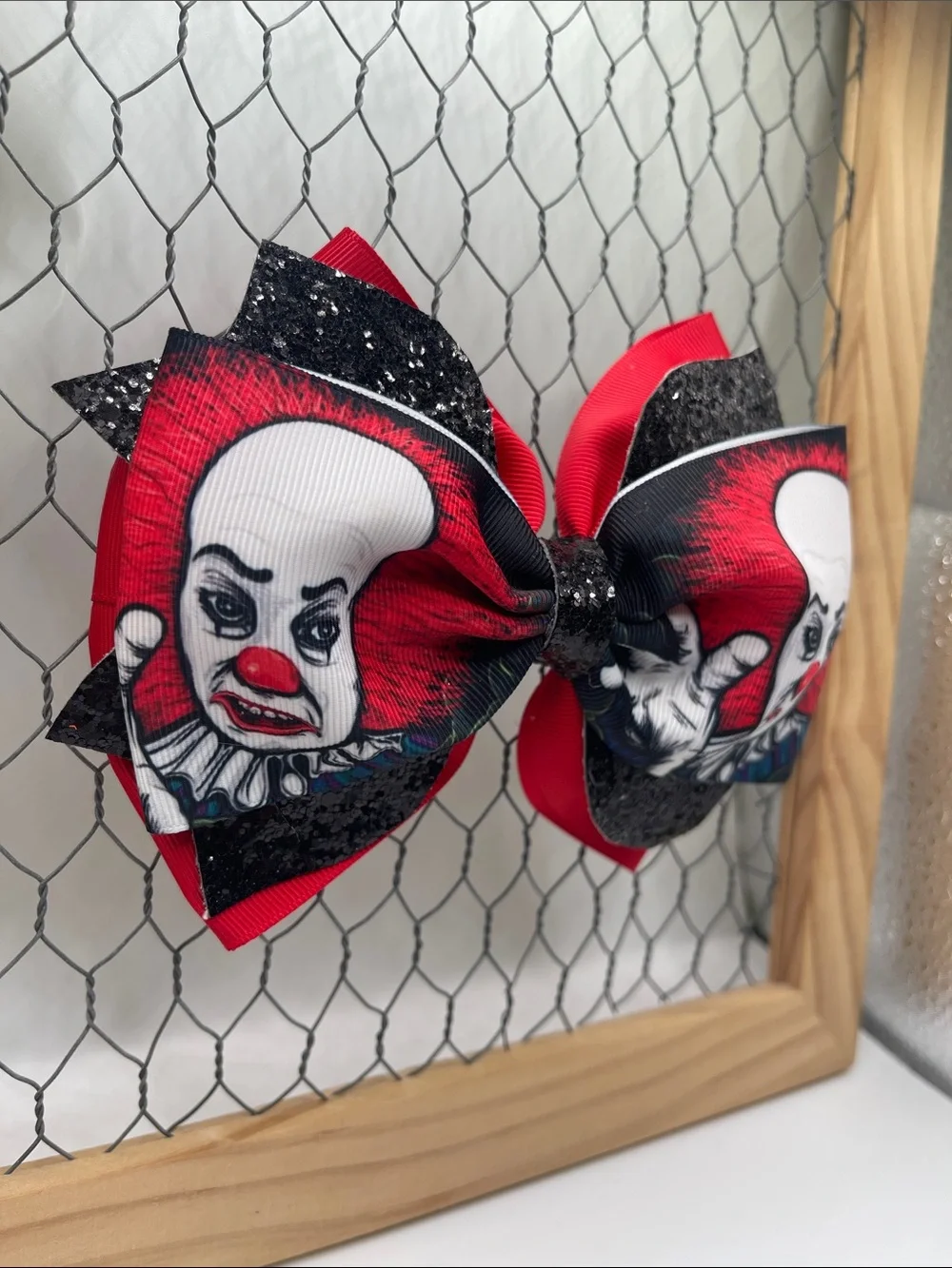 Handmade Spooky Clown Hair Bow